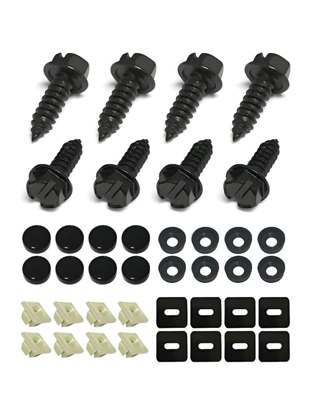 Black License Plate Screws Fastener Kit